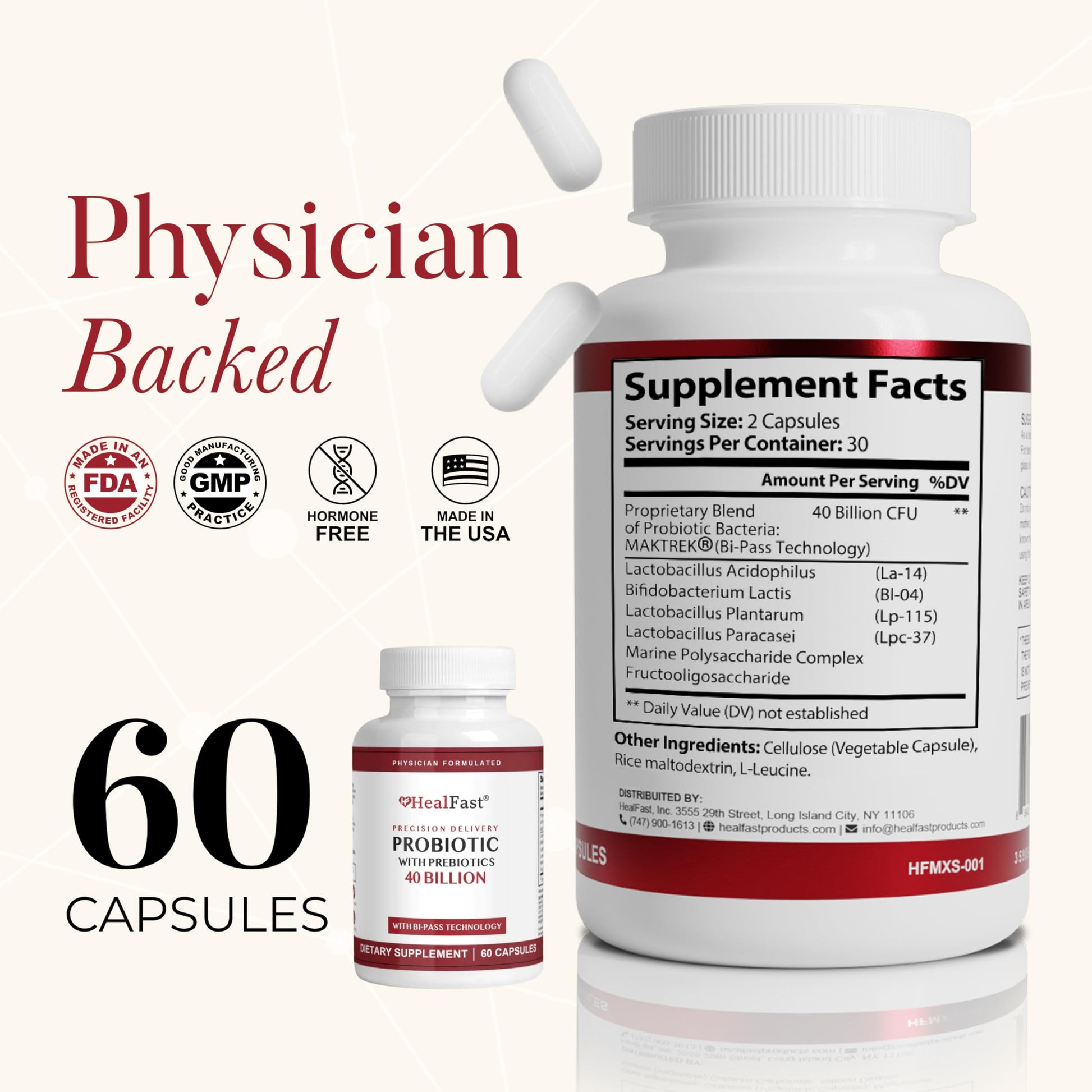 HealFast Physician Formulated Probiotic Supplement - 40 Billion CFU - Live Prebiotics and Probiotics for Men and Women - Probiotics for Gut Health - Non-GMO and Vegan - 30 Day Supply HealFast buy supplements Au