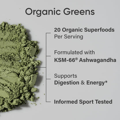Sports Research® Organic Greens Superfood Powder w/Spirulina & Chlorella, Adaptogens, Enzymes, Probiotics & 8 VIT Bs for Gut & Mood Support* - Vegan, Sugar-Free & Low-Cal Original 20 Servings Sports Research buy supplements Au