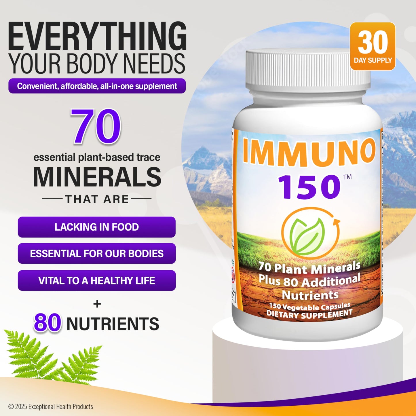 Immuno 150, Immune Support Supplement, Packed with 70 Plant Minerals, 13 Essential Vitamins and 68 Additional Nutrients-150 Vegetable Capsules- Immune Boost for All Age Groups Immuno 150 buy supplements Au