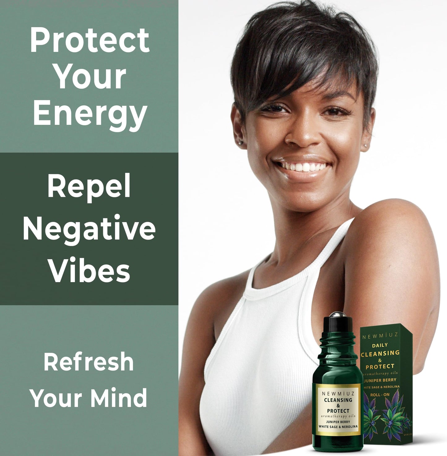 Headache Roll On Stick Peppermint Rosemary and Eucalyptus & Cleansing and Protect Juniper Berry White Sage with Nerolina Pack of 2 New MiuzBuy Supplements Australia