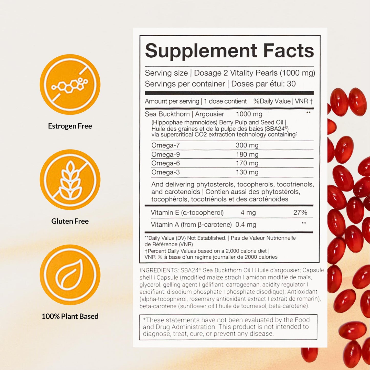 Membrasin Vaginal Moisture Support Vitality Pearls, Menopause Supplement for Vaginal Dryness & Itch, Estrogen-Free Supplement, 100% Natural Formula, Made with Sea Buckthorn Oil, 30 Oral Softgels Membrasin buy supplements Au