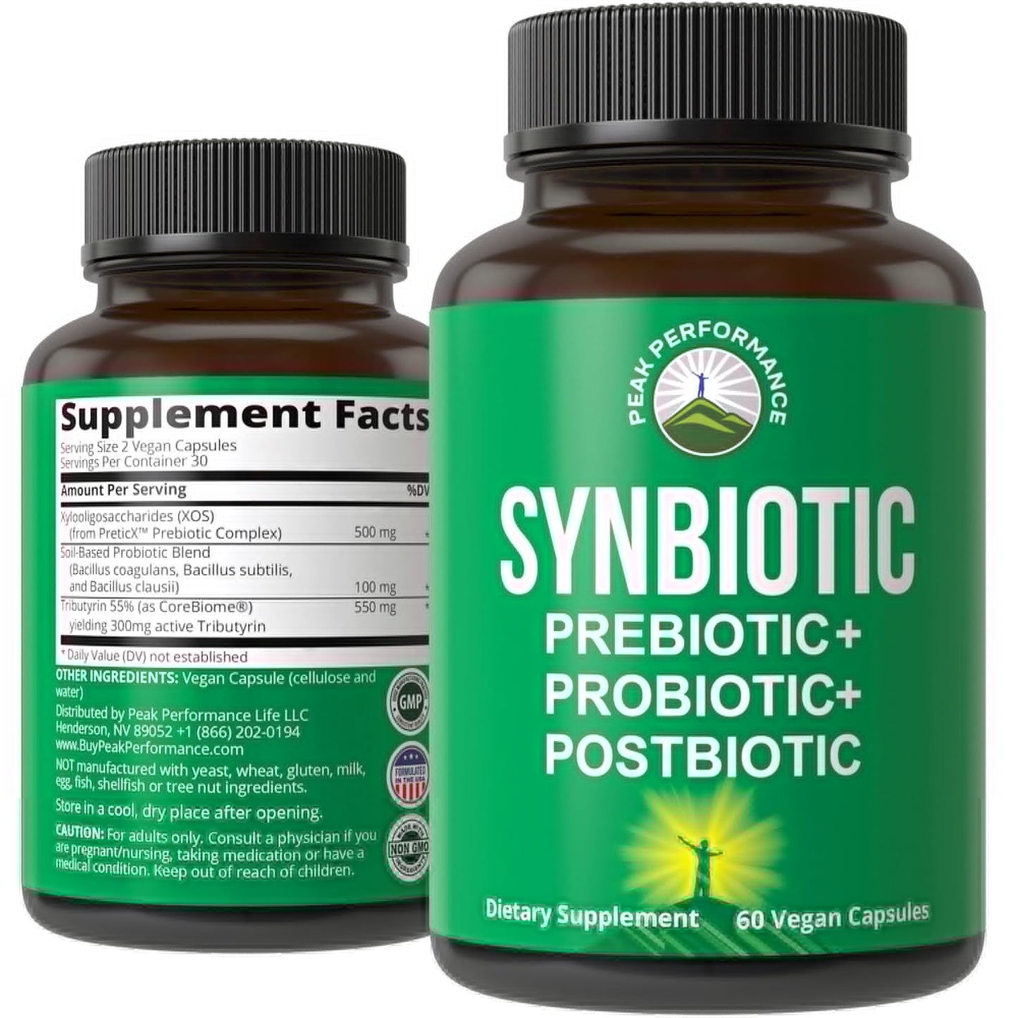 Synbiotic = Prebiotic + Probiotic + Postbiotic 3-in-1 Supplement with Clinically Tested Ingredients - Pre and Probiotics Plus Important Tributyrin CoreBiome for Gut