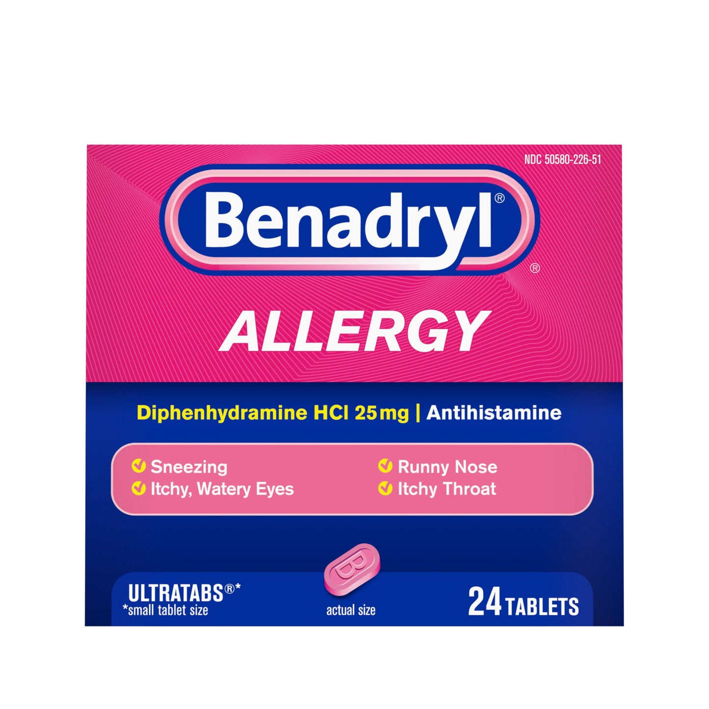 Benadryl Ultratabs Allergy Relief Medicine, 25 mg Diphenhydramine HCl Antihistamine Tablets For Relief of Cold & Allergy Symptoms Like Sneezing, Runny Nose, & Itchy Eyes & Throat, 24 ct Benadryl buy supplements Au