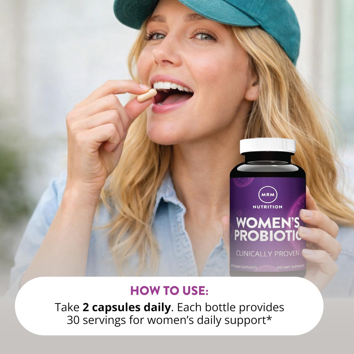 MRM Nutrition Women's Probiotics - Patented Formula Supports Urinary Tract, Vaginal, & Immune Health for Women, Prebiotic Supplement, 3.5 Billion Cells