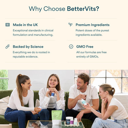 Bettervits Magnesium Glycinate Complex with Citrate Malate Zinc & Vitamin D3 | High Absorption Pure Magnesium 225mg Supplement Chelated Formula for Muscle Relaxation, Sleep Support – 60 Capsules Bettervits buy supplements Au