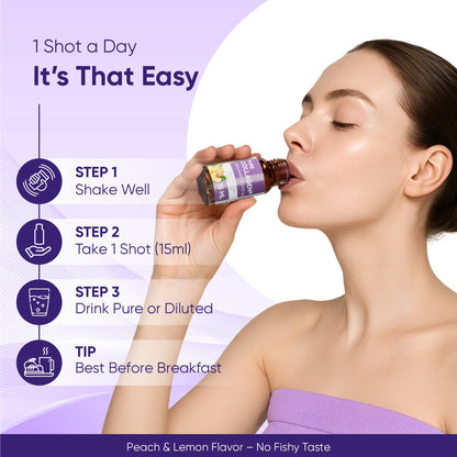 ERIC FAVRE Pure Collagen+ Liquid Collagen for Women – 4000mg Marine Peptides for Radiant Skin, Hair & Nail Health – Hyaluronic Acid, Vitamin E – 10 Shots, Peach Lemon Flavor ERIC FAVRE buy supplements Au