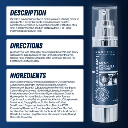 Particle 6-in-1 Face Cream for Men, Men’s Daily Hydrating Moisturizer with Vitamin c