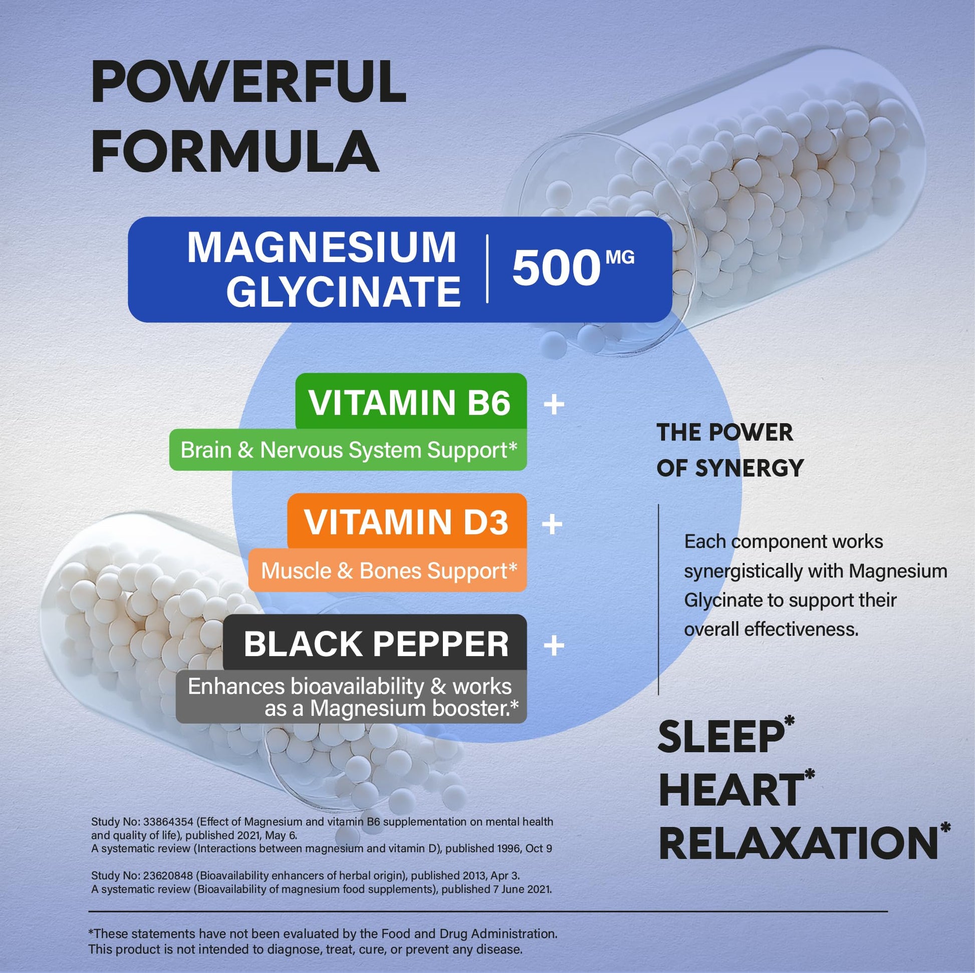 Magnesium Glycinate 500 mg - Chelated Supplement - High Absorption Form of Magnesium - Support for Sleep, Muscle & Heart Health - Made in USA, Lab Tested & Non-GMO - 120 Capsules NUTRAHARMONYBuy Supplements Australia