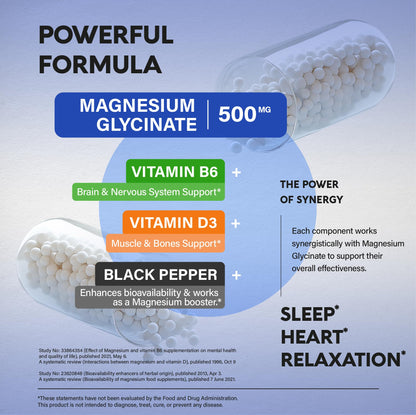 Magnesium Glycinate 500 mg - Chelated Supplement - High Absorption Form of Magnesium - Support for Sleep, Muscle & Heart Health - Made in USA, Lab Tested & Non-GMO - 120 Capsules NUTRAHARMONYBuy Supplements Australia
