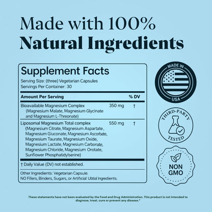 Magnesium Glycinate Complex Supplement, 900mg – 13-in-1 Magnesium L-Threonate, Citrate, Taurate & Malate for Women & Men – Liposomal Chelated Formula – Sleep, Muscle & Brain Support – 90 Capsules Plus+Ultra buy supplements Au