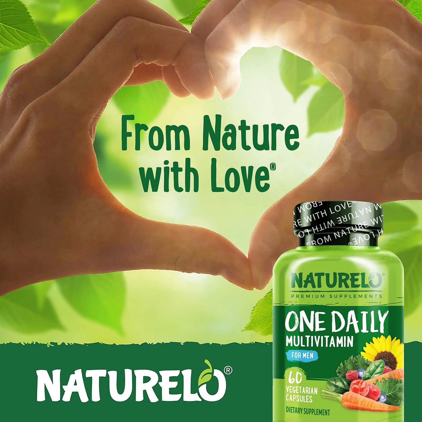 NATURELO Mens Multivitamins - One Daily Multivitamin for Men with Vitamins, Minerals & Organic Whole Foods, Boost Energy & Health,