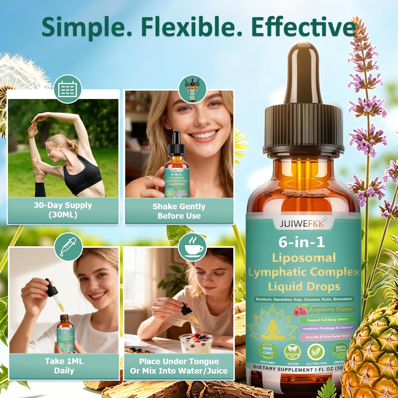 Lymphatic Drainage Drops, 6-IN-1 Lymphatic Complex w. Burdock Dandelion Kelp Cleavers, New Maximum Potency Lymph System Support for Bloat Balance Cortisol Immune Full Body Detox & Skin Vitality JUIWEFKK buy supplements Au