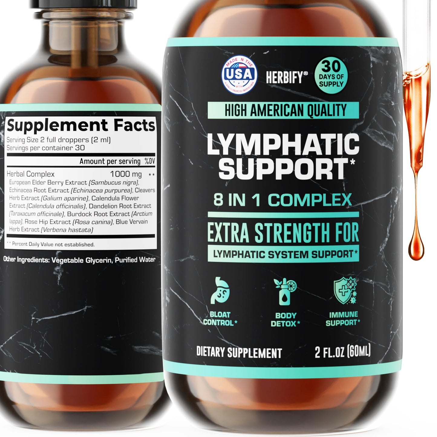 HERBIFY Lymphatic Drainage Drops for Liver Detox & Immune Support - Lymph System Support Drops - Detox Cleanse - 30 Days Supply - 2 Fl Oz Made in USA HERBIFY buy supplements Au