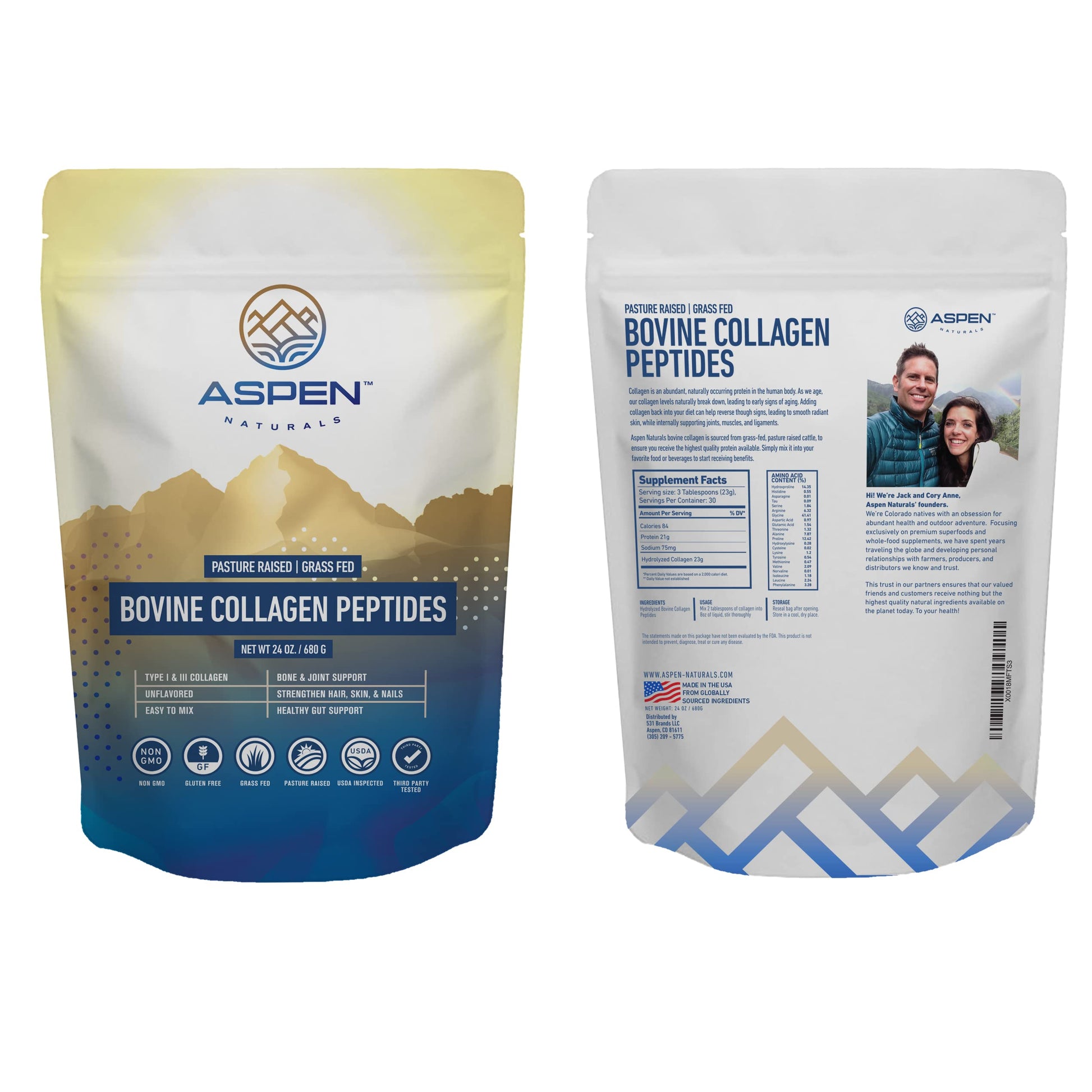 ASPEN NATURALS Grass fed Bovine Collagen Peptides Powder 3lb - Collagen for Women, USA Sourced from USDA Inspected Cattle, Gluten Free, Paleo Friendly, Water Soluble, Flavorless, Easily Mixes ASPEN NATURALS buy supplements Au