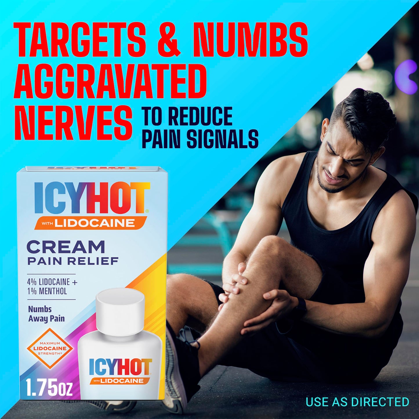 Icy Hot Lidocaine Pain Relief Cream, Numb Aggravated Nerves with Max Strength Lidocaine 4% and Menthol 1%, Fast-Acting Pain Relief for Minor Pain, Backaches, Sprains and Strains, 1.75 oz Icy HotBuy Supplements Australia