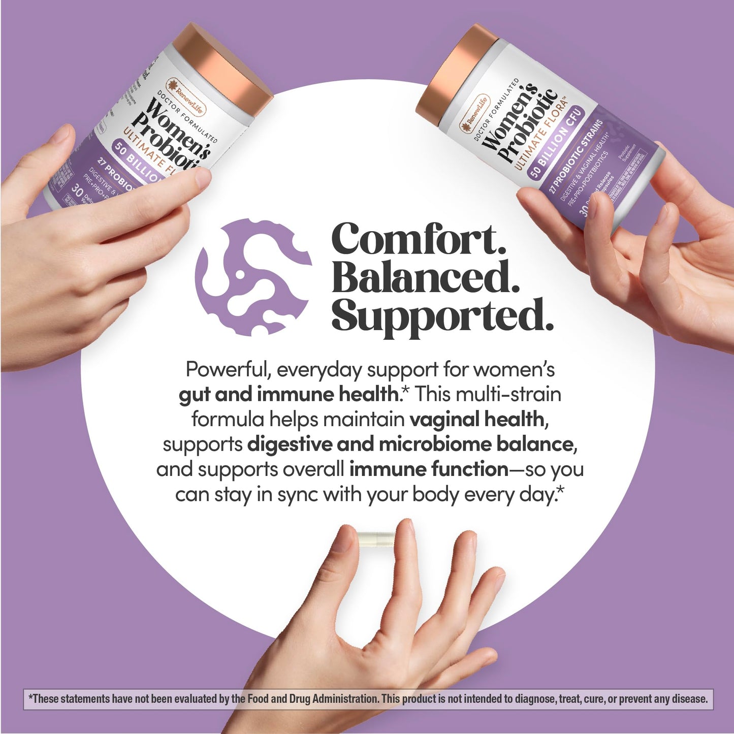 Renew Life Ultimate Flora Probiotics for Women | 50 Billion CFU | 30 Delayed Release Vegan Capsules | Digestive & Vaginal Health | Dairy, Soy and Gluten Free Supplement Renew Life buy supplements Au