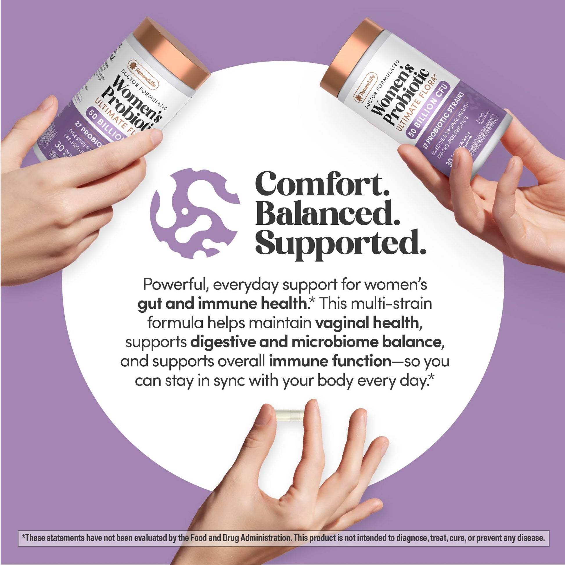 Renew Life Ultimate Flora Probiotics for Women | 50 Billion CFU | 30 Delayed Release Vegan Capsules | Digestive & Vaginal Health | Dairy, Soy and Gluten Free Supplement Renew Life buy supplements Au