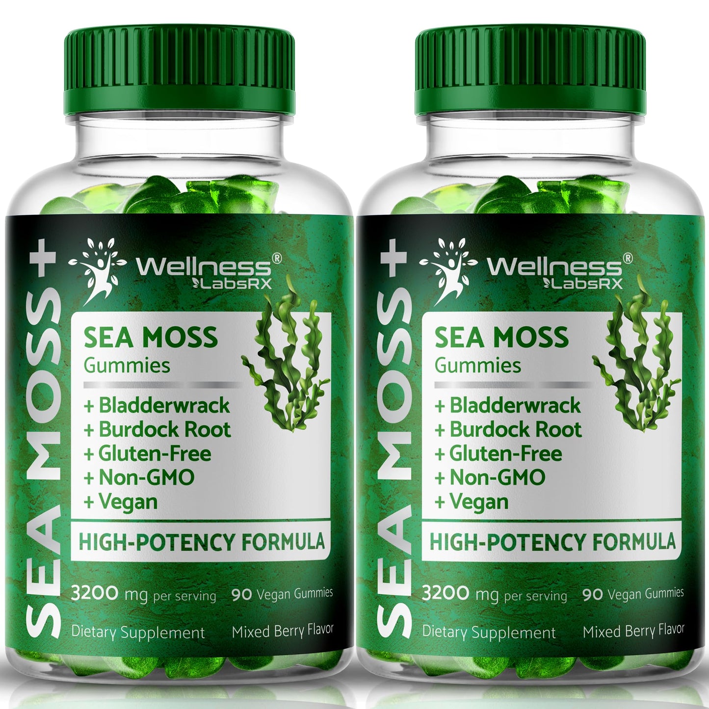 WELLNESS LABSRX Sea Moss Gummies, 3200mg Irish Sea Moss Mixed Berry Flavor with Maximum Potency Bladderwrack and Burdock Root - Supports Skin, Energy and Immunity - 180 Count WELLNESS LABSRXBuy Supplements Australia