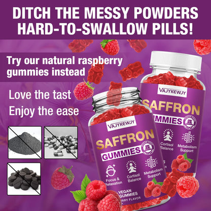 VAJYKEWJY Saffron Gummies (88.5 mg) with Magnesium — Enhanced with St. John’s Wort, Rhodiola, Ashwagandha & Vitamins B6, B12, D3 for Mood & Focus Support — 60 Count VAJYKEWJYBuy Supplements Australia