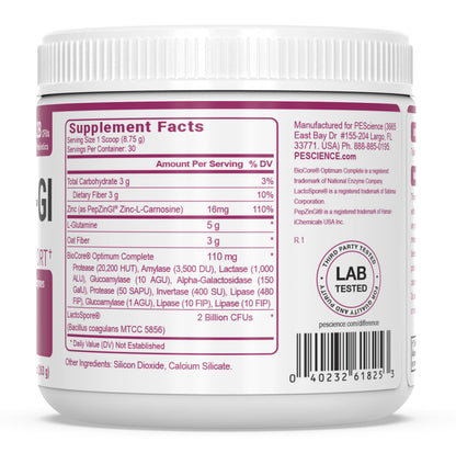 PEScience Complete-GI Gut Health Powder, Probiotics for Women and Men, Digestive Enzymes, Prebiotic Fiber, L-Glutamine