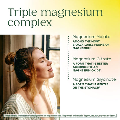 MegaFood Magnesium Glycinate, Citrate & Malate 300mg Supplement - Highly Absorbable Blend to Support Heart, Nerve Health & Relaxation,