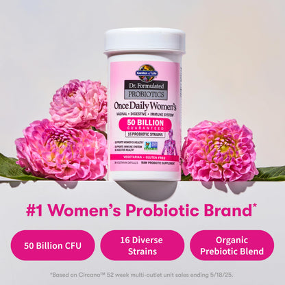 Garden of Life Once Daily Dr. Formulated Probiotics for Women 50 Billion CFU 16 Probiotic Strains with Organic Prebiotics for Digestive, Vaginal & Immune Health, Dairy Free, Shelf Stable 30 Capsules Garden of Life buy supplements Au