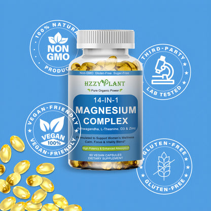Magnesium Complex Softgels, High Absorption Magnesium Supplement with Glycinate, Citrate, Malate, Taurate, 14-in-1 Magnesium Complex for Women & Men for Muscle, Heart, Sleep Support, 2 Month Supply HZZYPLANT buy supplements Au
