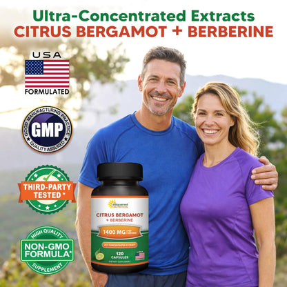 aSquared Nutrition Citrus Bergamot with Berberine Supplement - 1400mg Per Serving Max Strength Complex - 120 Capsules - Supports Cardiovascular Health