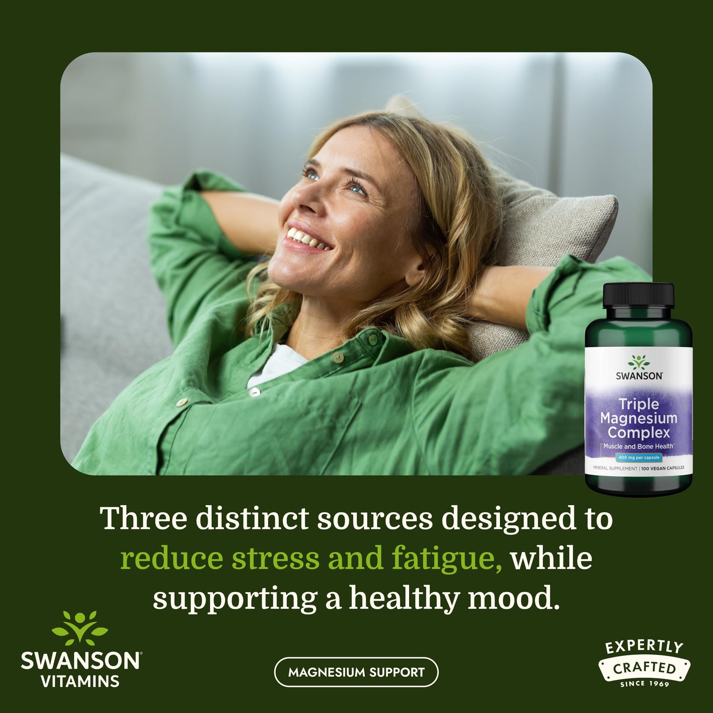 Swanson Triple Magnesium Complex - 100 Capsules, 400mg Each Swanson buy supplements Au