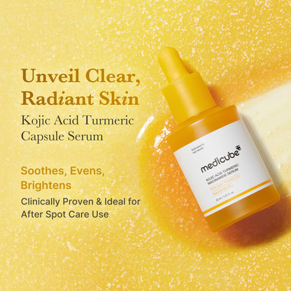 medicube Kojic Acid Turmeric Clarifying & Balancing Capsule Serum for Troubled Skin | Soothing & Brightening Facial Serum