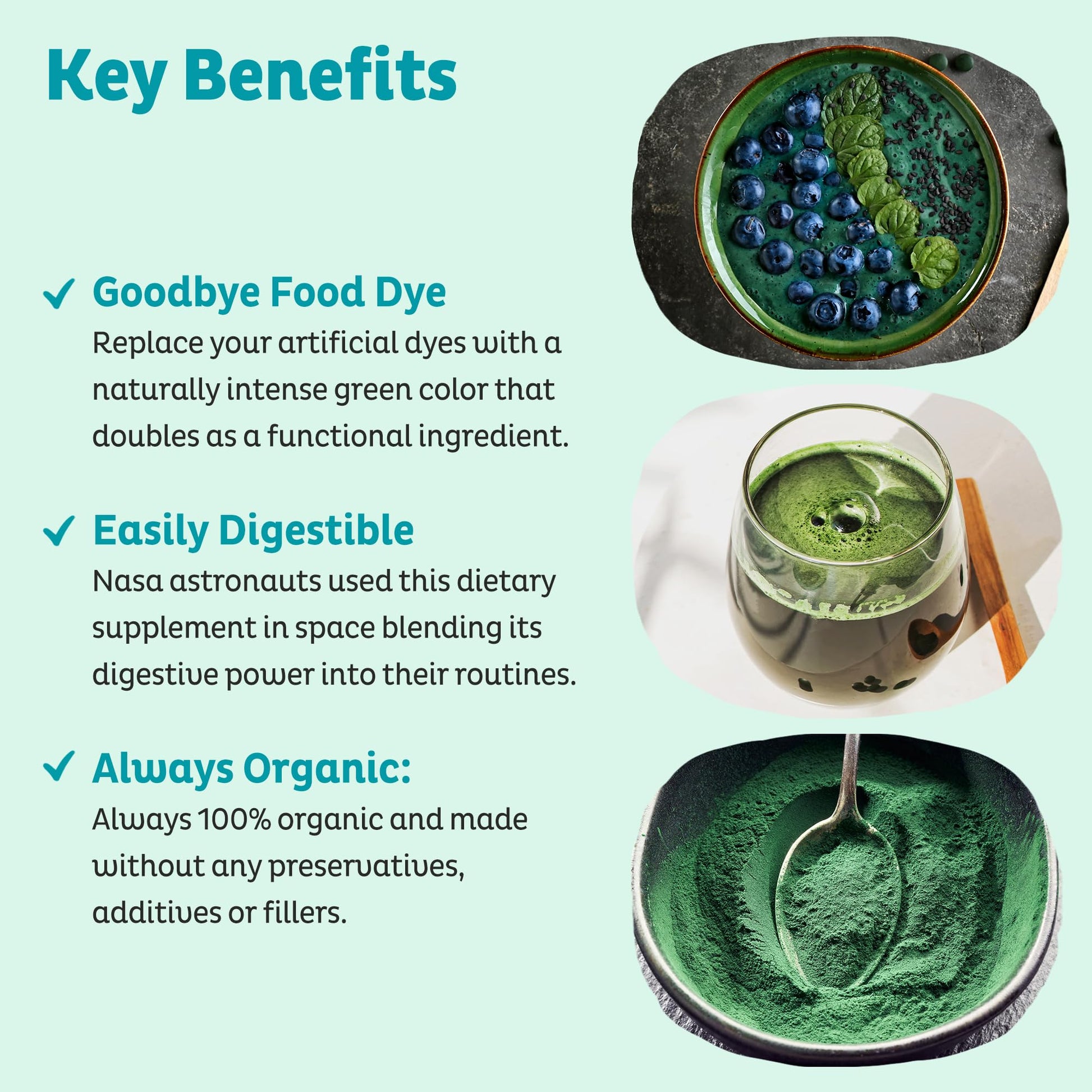 KOS Organic Spirulina Powder - USDA Certified Organic, 109 Servings of Superfood Powder for Smoothies & Juices, Non-Irradiated Blue Green Algae, Plant Based with Antioxidants, Vegan (13.5oz) KOS buy supplements Au