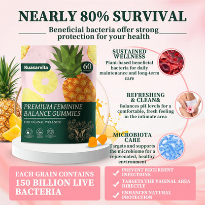Kuasarvita Peeshlita Women’s Vaginal Probiotics Gummies – pH Balance Support + Feminine Wellness & Comfort, Pineapple Flavor, Natural Probiotic Blend – 60 Gummies KuasarvitaBuy Supplements Australia