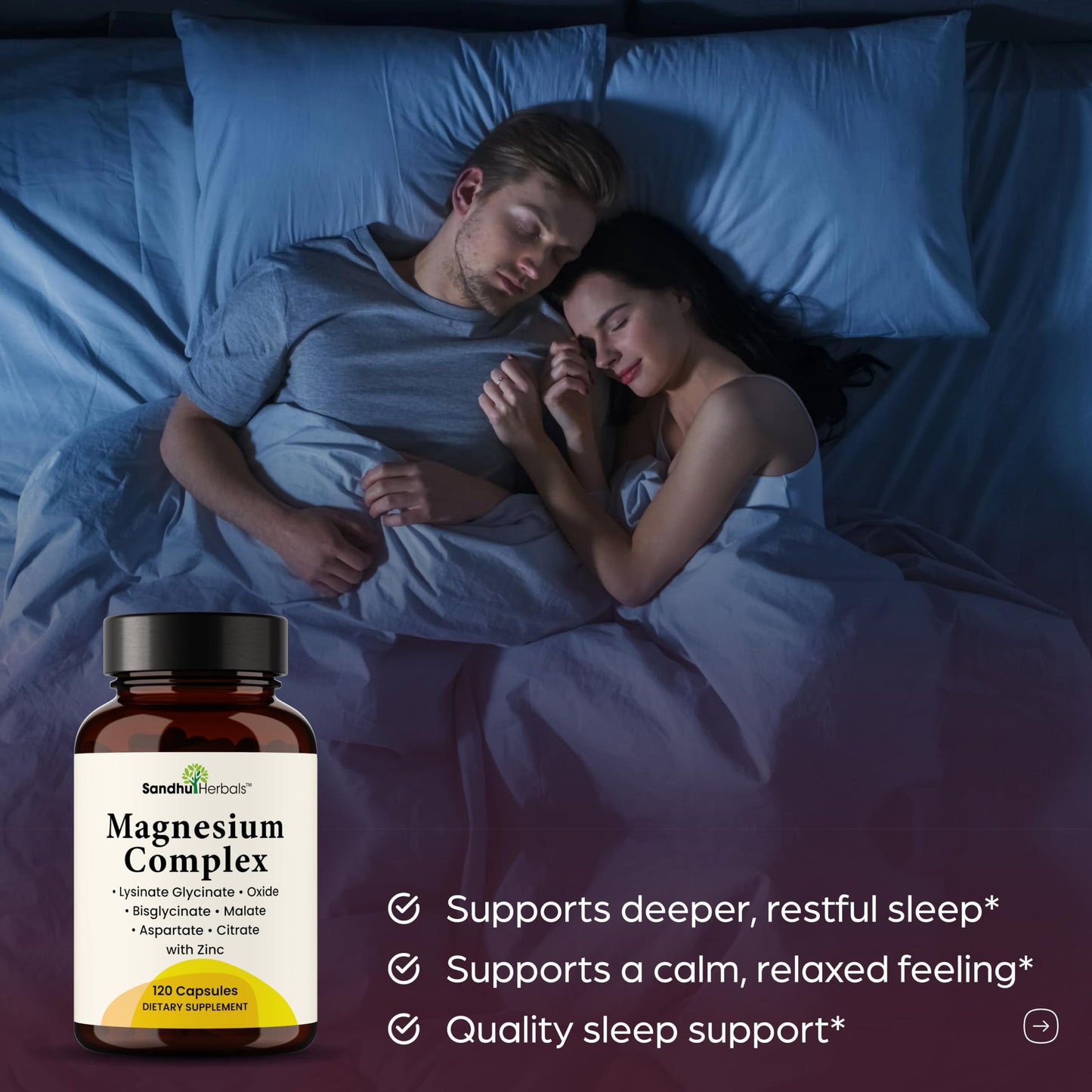 Complete Magnesium Complex 500mg for Women & Men | 120 Capsules | 6 in 1 Mag Supplement with Zinc | Quality Sleep & Muscle Health | Glycinate, Citrate, Malate, Oxide, Aspartate, Lysinate Glycinate SANDHUHERBALS buy supplements Au