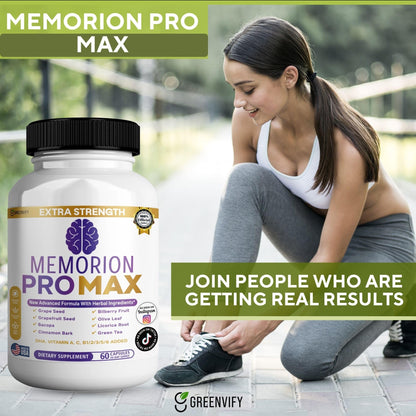 GREENVIFY Memorion Pro Max Extra Strength Brain Support Supplement, 60 Capsules, with DHA, Vitamins, Herbal Blend, 30-Day Supply (1) GREENVIFY buy supplements Au