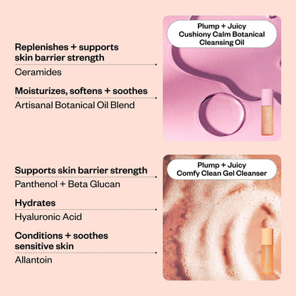 Kosas Mini Plump + Juicy Double Cleansing System — Botanical Oil Cleanser + Gel Cleanser Set, Soap & Sulfate Free, Hydrating Makeup Remover for All Skin Types KosasBuy Supplements Australia