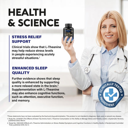 L Theanine 400 mg | L-Theanine Stress Relief | Extra Strength Supplement | Made in USA | Relaxation, Sleep & Calm Support | For Men & Women | Plant Based