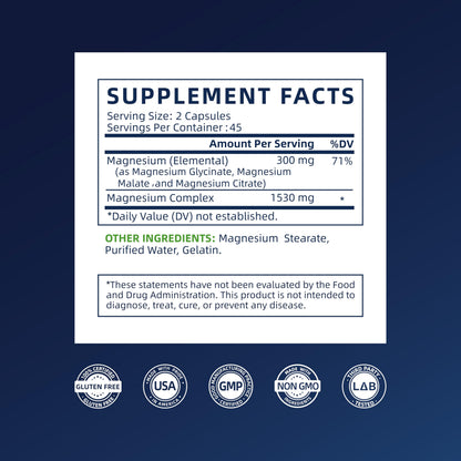 Vicwell Triple Magnesium Complex - 300mg Magnesium from Malate, Glycinate, and Citrate - Supports Stress Relief & Sleep, Nerves & Metabolism, Muscle Relaxation & Bone Health - 90 Capsules(1 Bottle) Vicwell buy supplements Au
