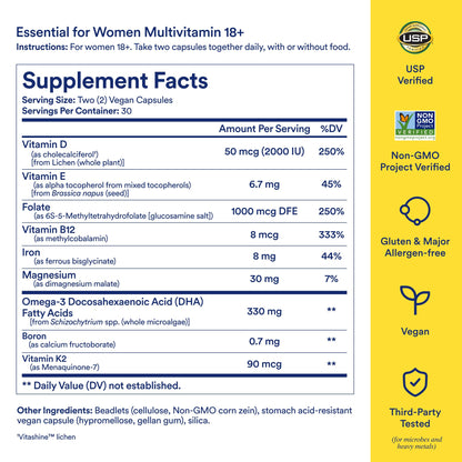 Ritual Women’s 18+ Daily Multivitamin - Key Essential Vitamins and Minerals to Support Energy, Heart, Bone, Brain Health* - Clinical Backed - Vegan