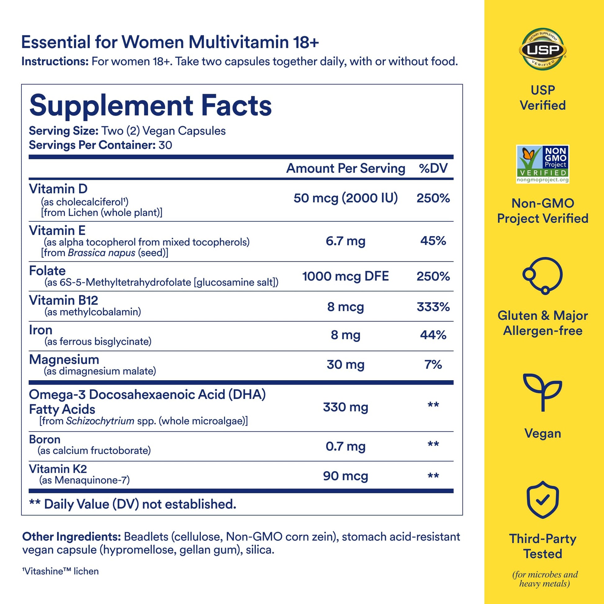 Ritual Women’s 18+ Daily Multivitamin - Key Essential Vitamins and Minerals to Support Energy, Heart, Bone, Brain Health* - Clinical Backed - Vegan - USP Verified - Mint - 60 Capsules - 30 Servings Ritual buy supplements Au