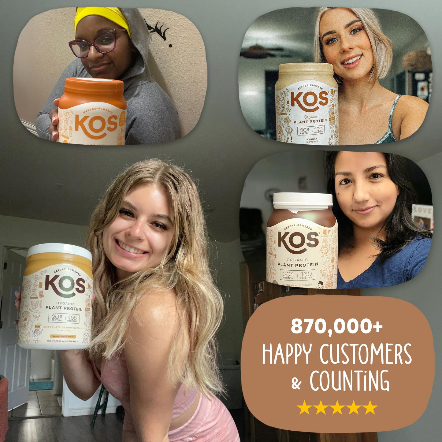 KOS Organic Plant Based Protein Powder, Chocolate Peanut Butter - Delicious Vegan Protein Powder - Keto Friendly, Gluten Free, Dairy Free & Soy Free - 15 Servings KOS buy supplements Au