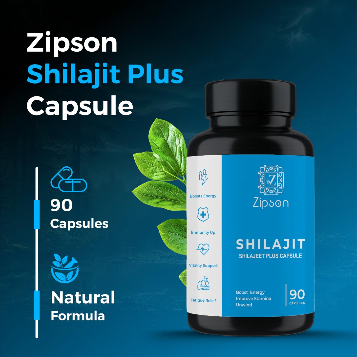 ZIPSON Shilajit for Men & Women | 90 Capsules | Himalayan Formula for Extra Power, Stamina & Immune Support | with Natural Fulvic Acid | Non-GMO | 500mg Per Serving ZIPSON buy supplements Au