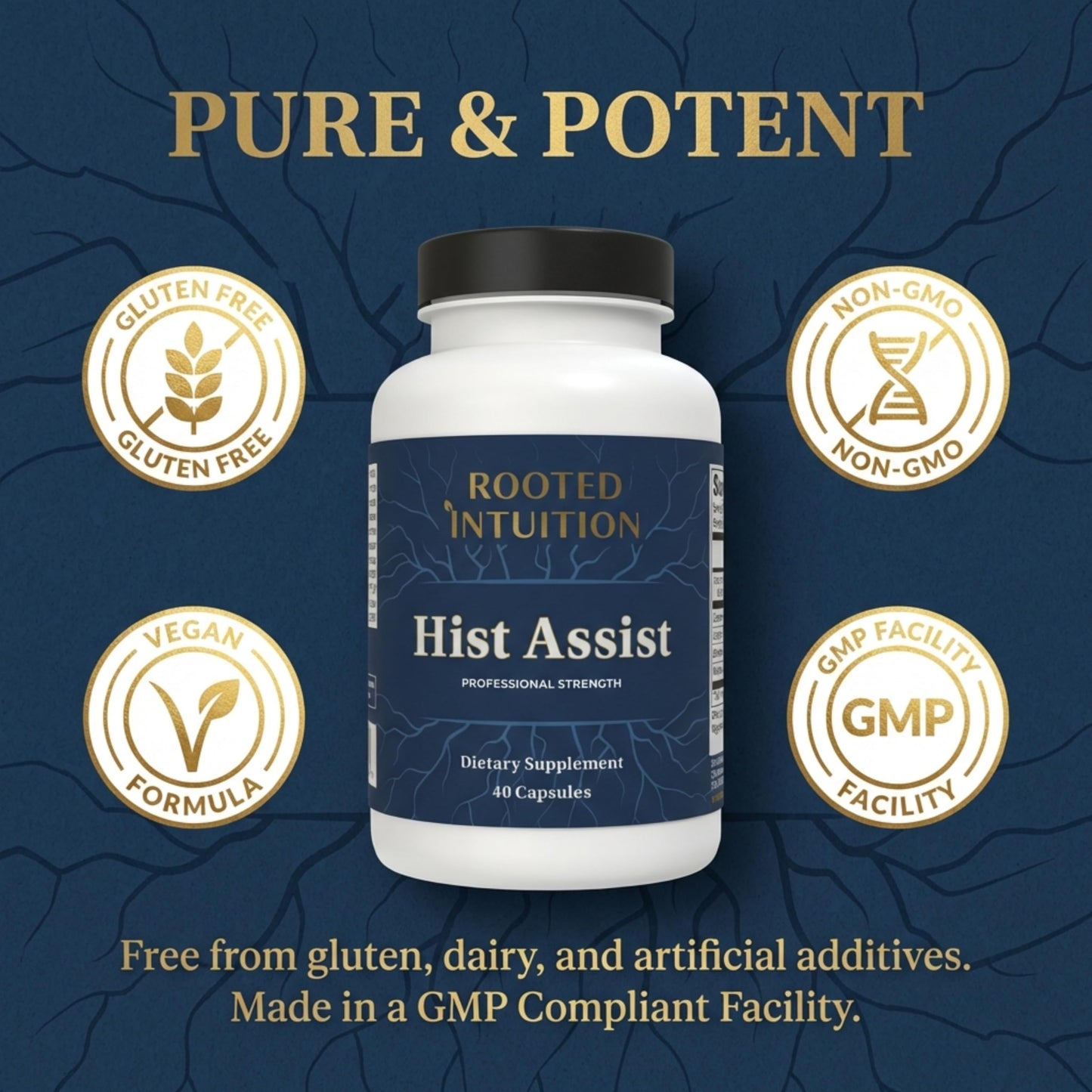 Rooted Intuition Hist Assist | Seasonal Sinus & Immune Balance Formula | Quercetin Bromelain NAC Nettle | Non-GMO Gluten Free | 40 Capsules Rooted Intuition buy supplements Au