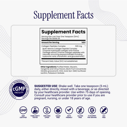 Rho Nutrition Liposomal Collagen Peptides - High-Absorption Liquid Collagen Supplement - Supports Skin Elasticity, Joint Health