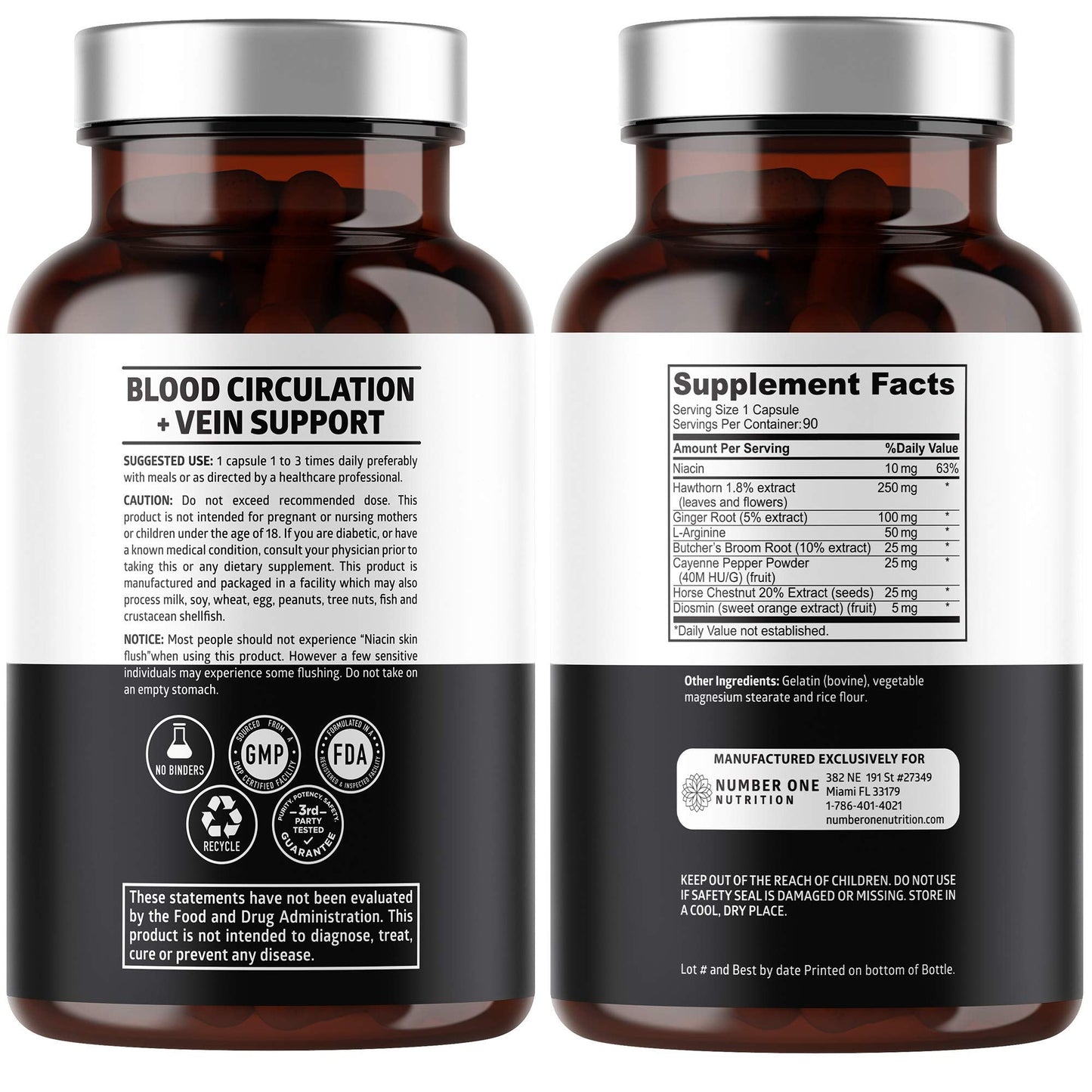 Number One Nutrition Premium Blood Circulation Supplement for Women and Men [8 Powerful Herbs & Vitamins] All Natural Blood Flow Supplement with Hawthorn, Butchers Broom and Cayenne Pepper, 90 Caps Number One NutritionBuy Supplements Australia
