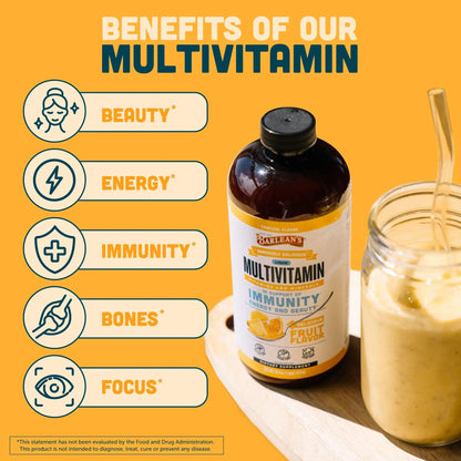 Barlean's Liquid Multivitamin for Women, Men & Kids, 21 Essential Vitamins & Minerals, Includes Biotin, B-Complex Barlean's