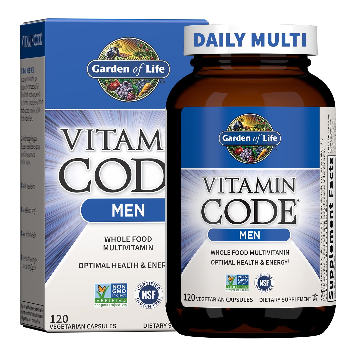 Garden of Life Vitamin Code Whole Food Multivitamin for Men - 120 Capsules, Vitamins for Men, Fruit & Veggie Blend and Probiotics for Energy