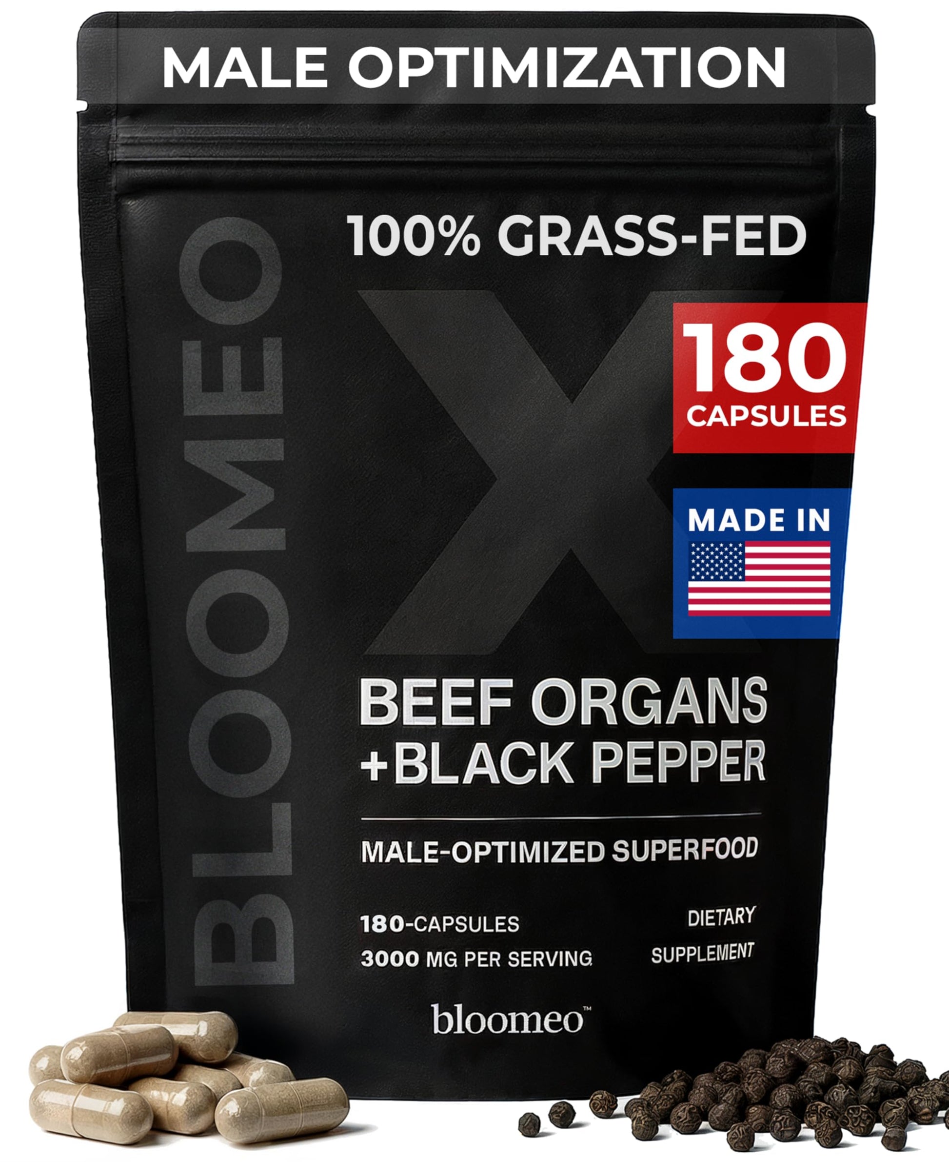 Bloomeo Beef Organ Supplement for Men | 100% Grass Fed Beef Liver Capsules with Bull Testicle, Prostate, Bone Marrow & More X: Ancestral Superfoods for Vital Energy, Immunity & Men’s Health, 180 ct Bloomeo buy supplements Au