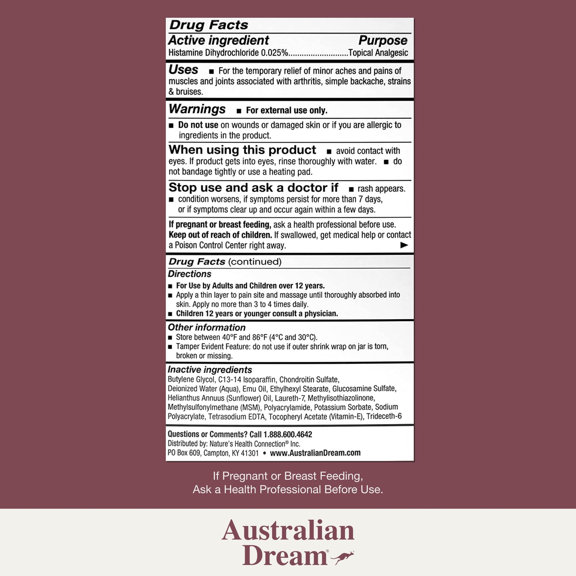 Australian Dream Arthritis Pain Relief Cream - Soothing & Non-Greasy - Powerful Topical Arthritis Pain Relief - Good for Muscle Aches or Joints - 4 oz Jar Australian DreamBuy Supplements Australia