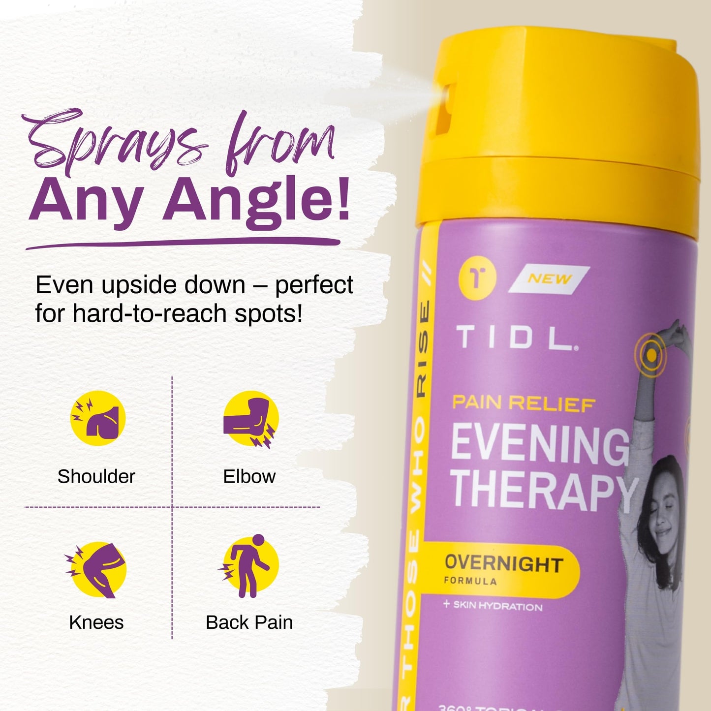 TIDL - Evening Therapy Pain Relief Spray - Fast-Acting Relief for Lower Back, Knee, Muscle & Joint Pain - Nighttime Relaxation & Skin Hydration - Lavender, Topical, Plant-Based Menthol (3oz, 1-Pack) TIDLBuy Supplements Australia