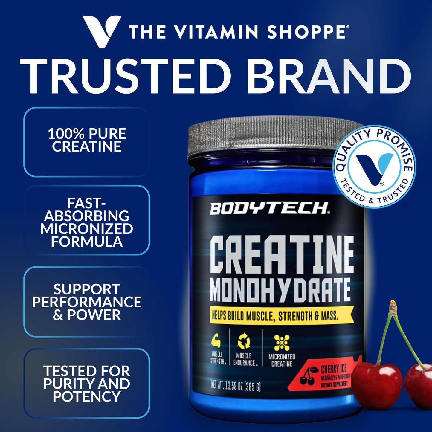 BodyTech 100% Pure Creatine Monohydrate Powder - Micronized for Maximum Absorption - Supports Muscle Strength & Power Output